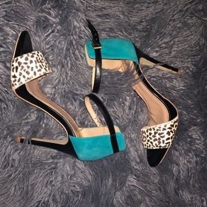 Sole Society Teal and Leopard Heels